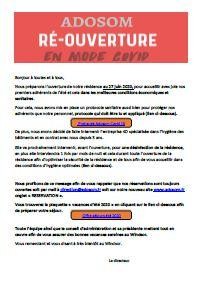 Réouverture Adosom 27 Juin 2020